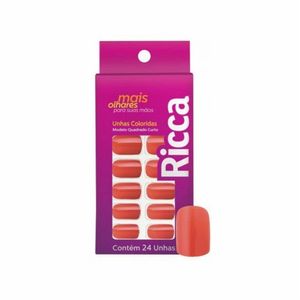 Unhas Postiças Ricca Coloridas Vermelho Paixão Curta