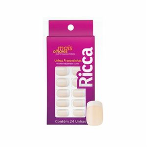 Unhas Postiças Ricca Coloridas Francesinha Nude Curta