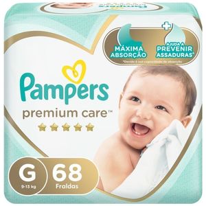 Fralda Pampers Premium Care Bag G Com 68 Unidades