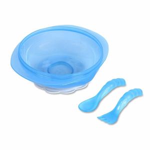 Kit Prato Bowl Babygo Com Ventosa E Talheres (garfo E Colher) Azul