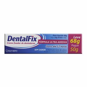 Creme Fixador De Dentaduras Dentalfix Sem Sabor Leve 68g Pague 50g