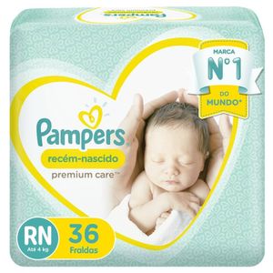 Fralda Pampers Premium Care Recém-nascido Rn+ Com 36 Unidades