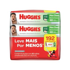 Lenços Umedecidos Huggies Max Clean Leve 4 Pague 3