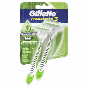 Aparelho Barbear Gillette Prestobarba 3 Sensitive Com 2 Unidades