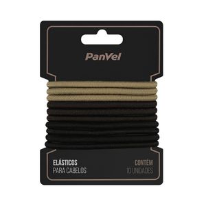 Elástico Para Cabelos Panvel Acessórios 4mm Com 3 Cores Preto/ Marrom / Bege 10 Unidades