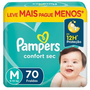 Fralda Pampers Confort Sec Bag M Com 70 Unidades