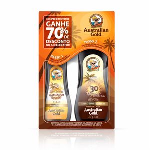 Kit Australian Gold Protetor Solar Spray Fps30 237ml + Acelerador Bronzeador Clear 125ml