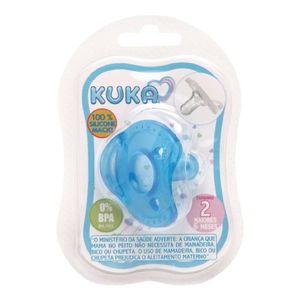 Chupeta Kuka Silicone Azul 6 Meses + Com 1 Unidade