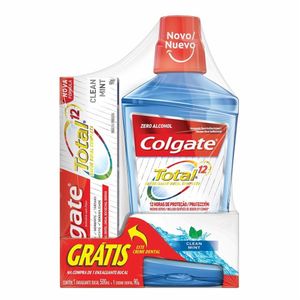 Enxaguante Bucal Colgate Total 12 Clean Mint 500ml Promo Grátis Creme Dental Colgate Total 12 90g