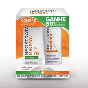 """Protetor Solar Neostrata Minesol Oil Control Fps70 Sem Cor 40g + Protetor Corpo & Rosto Fps70 120ml"""