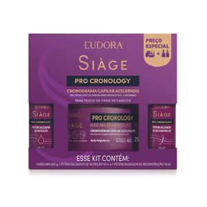 Kit Eudora Siage Pro Cronology - Mascara Capilar 250g+ Drop Reconstrução 10ml + Drop Nutrição 10ml
