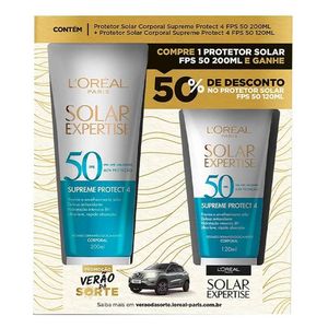 Kit Protetor Solar Corporal Loréal Paris Expertise Fps 50 200ml + 120ml Com 50% De Desconto