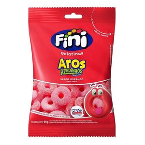 Balas Fini Aros Azedinhos De Morango 90g