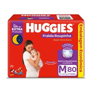 Fralda Huggies Supreme Care Bag Roupinha M Com 80 Unidades