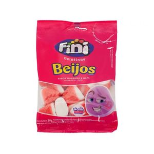 Balas Fini Gelatinas Beijos Sabor Morango E Nata 90g