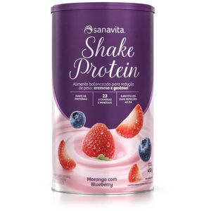 Shake Protein Morango C/ Blueberry Sanavita Lata 450 G