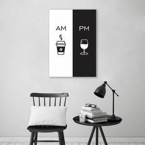Quadro Cozinha AM PM - Café e Vinho 43x30 Sem Moldura