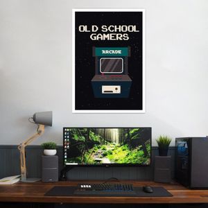 Quadro Arcade Old School Gamer 86x60 Caixa Branco