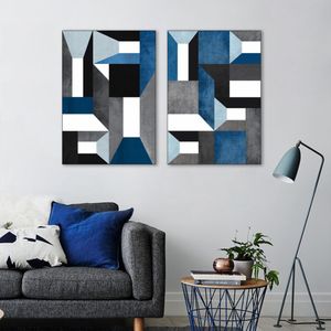 Quadro Abstração em Azul 62x43 2-43x30 Sem Moldura