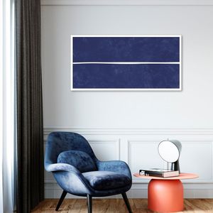 Quadro Azul Linha Minimalista 60x30 Caixa Branco