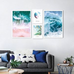 Quadro Amantes de Mar e Praia( 2 Pecas + 2 Pecas ) 162x91 2-86x60+2-43x30 Caixa Branco