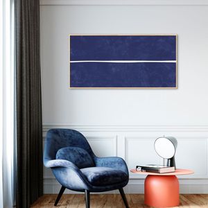 Quadro Azul Linha Minimalista 60x30 Filete Marfim