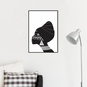 Quadro Cultura Africana Mulher Negra 60x43 Filete Preto