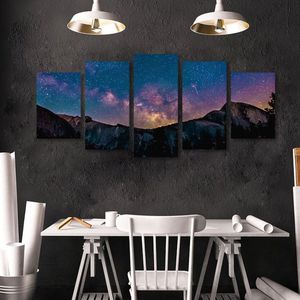 Quadro Mosaico Decorativo Montanhas Céu 5 Telas 162x70