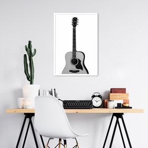 Quadro Instrumento Musical Violão 86x60 Caixa Branco