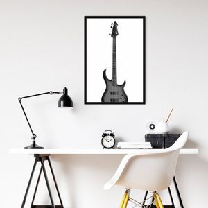 Quadro Instrumento Musical Baixo 43x30 Caixa Preto