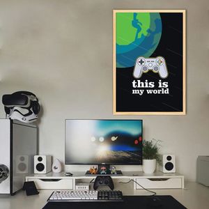 Quadro Jogador de Vídeo Game Console 43x30 Caixa Marfim