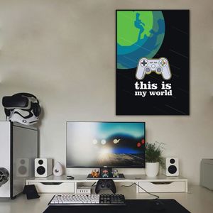 Quadro Jogador de Vídeo Game Console 43x30 Filete Preto