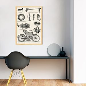 Quadro Peças de Motocicleta de 1894 60x43 Caixa Marfim