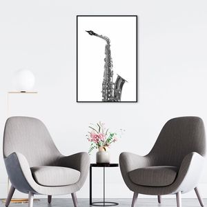 Quadro Instrumento Musical Saxone 43x30 Filete Preto