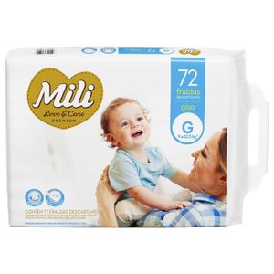 "Fralda Mili Love & Care Premium Giga G Com 72 Unidades"