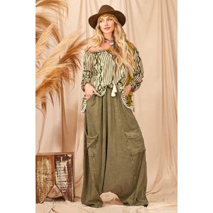 Calça Saruel com Bolsos Verde Estonado Yacamim