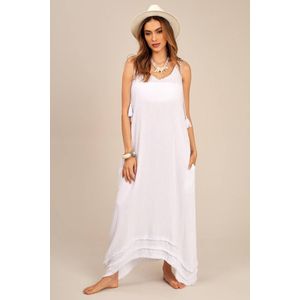 Vestido Longo com Alças Trançadas Branco Yacamim