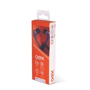 Fone De Ouvido Intra Auricular Com Microfone Oex Zíper Fn400 - Roxo