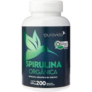 Spirulina 500mg Puravida Premium 100g 200 Tabletes Prensados A Frio