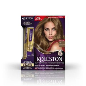 Kit Koleston Tintura 70 Louro Médio + Tratamento Gloss Intenso