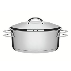 Caçarola Tramontina Solar Rasa Inox Fundo Triplo com Tampa e Alças 28cm 7,1L