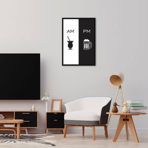 Quadro Cozinha AM PM Chimarrão e Cerveja 43x30 Caixa Preto