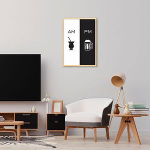 Quadro Cozinha AM PM Chimarrão e Cerveja 43x30 Caixa Marfim
