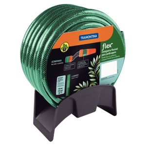 Mangueira Flex Tramontina Verde PVC Engate Rosqueado Esguicho e Suporte Mural 20m