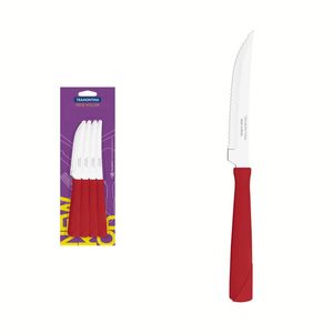 Conjunto Faca Churrasco Inox 12 Peças New Ko Vermelho Tramontina