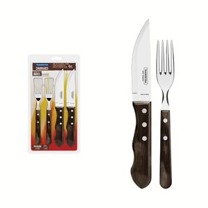 Jogo Churasco Inox 4 Peças Polywood Castanho Tramontina