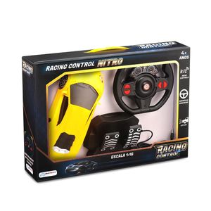 Carrinho com Volante e Pedal Racing Control Nitro Amarelo Multikids - BR1145 BR1145