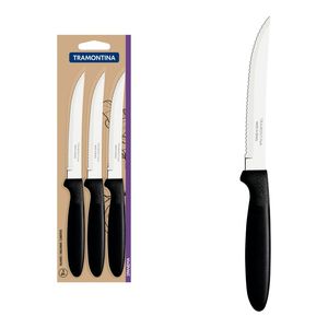 Conjunto Facas Churrasco Inox 3 Peças Ipanem Preto Tramontina