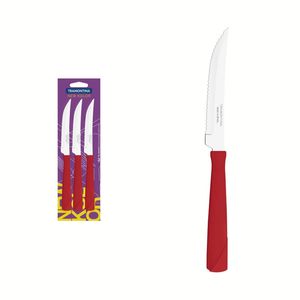 Conjunto Faca Churrasco Inox 3 Peças New Kol Vermelho Tramontina