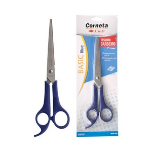 "Tesoura Basic Blue Barbeiro 7"" Corneta"
